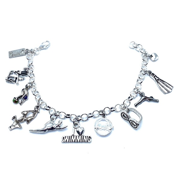 Swimming Charm Bracelet Love To Swim - Picture 2 of 8